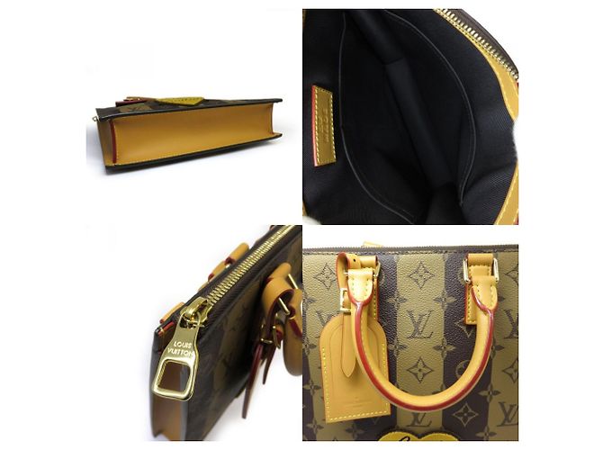 Louis Vuitton x Nigo Sac Plat Monogram Stripe Tote Bag Marrone D'oro - vista 6