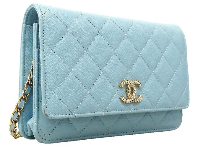 Portafoglio a spalla con catena Chanel Matelassé Blu chiaro - vista 2