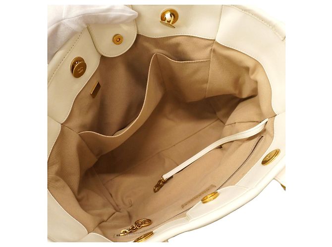 Borsa Tote Chanel Deauville Bianco - vista 4