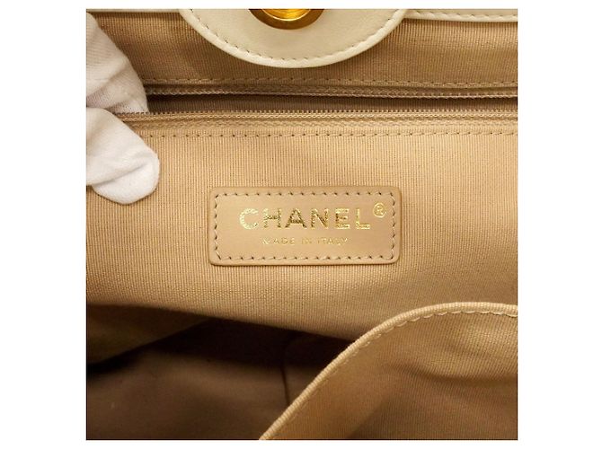 Borsa Tote Chanel Deauville Bianco - vista 5
