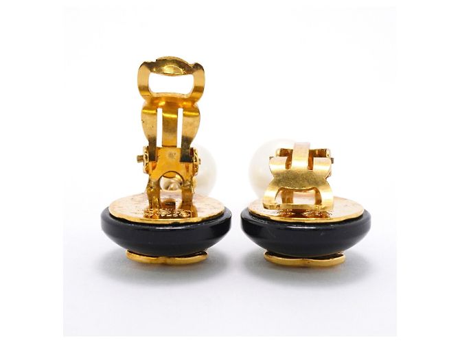 Orecchini a clip Chanel in nero e oro D'oro - vista 3