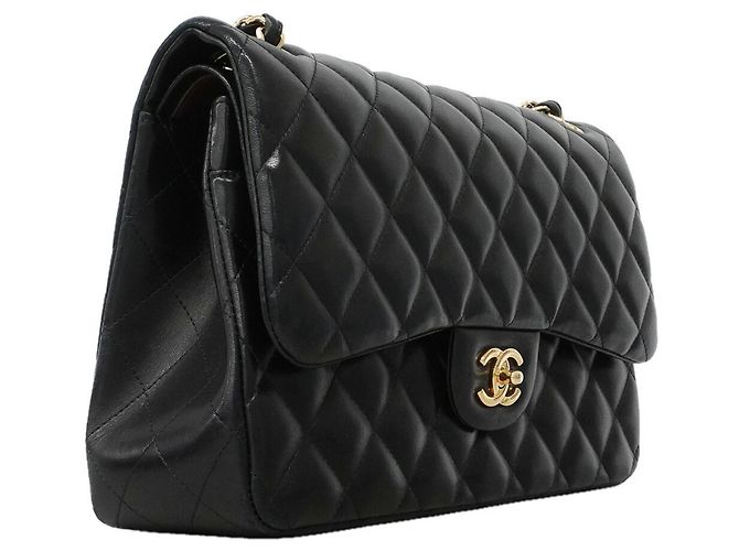 Borsa a tracolla Chanel in pelle d'agnello nera Nero - vista 2