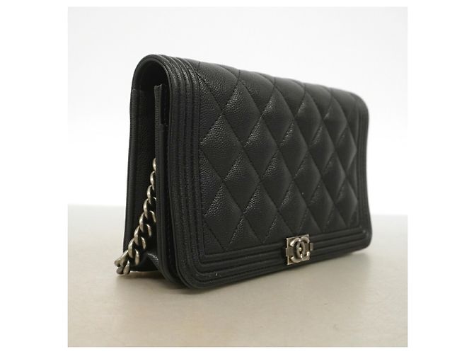 Chanel Boy Schulterbörse mit Kette Schwarz - Ansicht 2