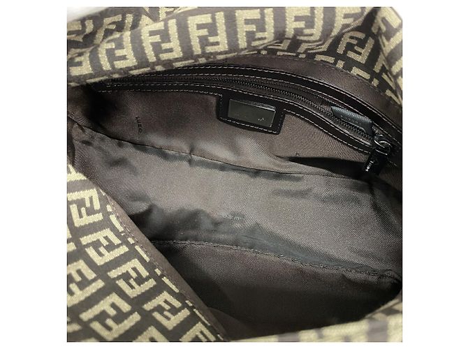 Borsa a mano Fendi Zucchino in nylon e canvas Marrone - vista 4