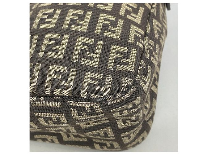 Borsa a mano Fendi Zucchino in nylon e canvas Marrone - vista 6