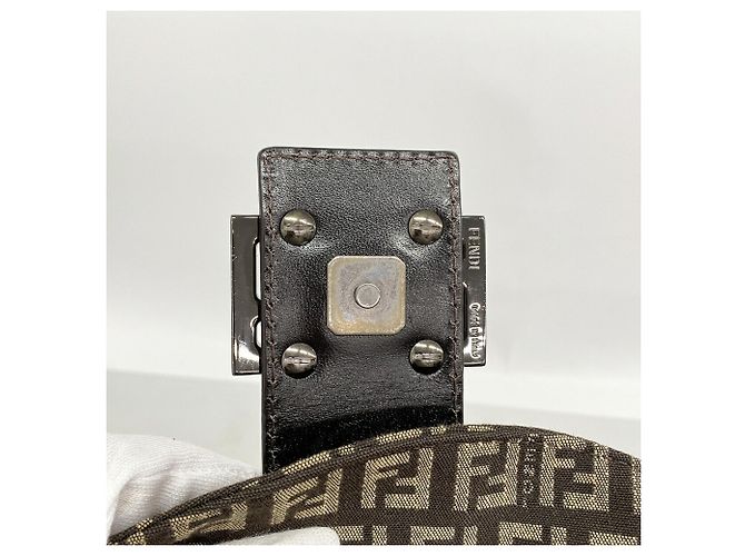 Borsa a mano Fendi Zucchino in nylon e canvas Marrone - vista 9