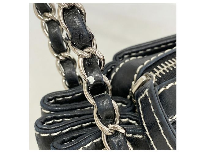 Chanel Schultertasche aus schwarzem Lammleder - Ansicht 8