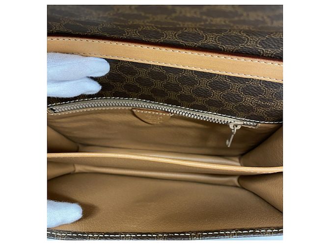 Céline Celine Macadam Shoulder Bag Brown - view 4