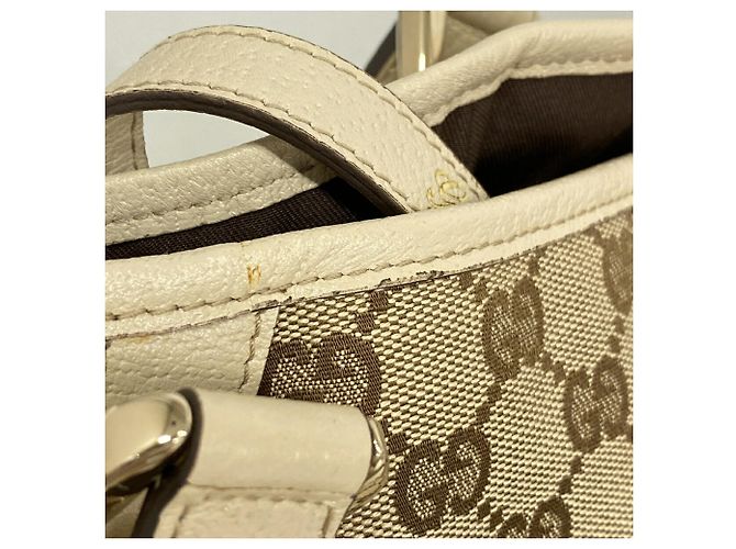 Borsa Tote Gucci GG Canvas Abby Marrone Beige - vista 7