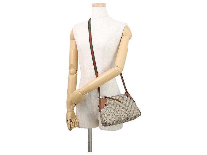 Borsa a tracolla Gucci GG Emblem Supreme Leather Marrone - vista 5