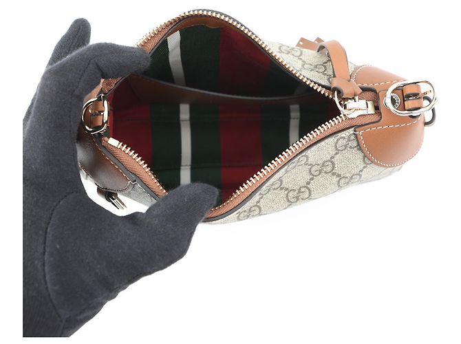 Borsa a tracolla Gucci GG Emblem Supreme Leather Marrone - vista 6