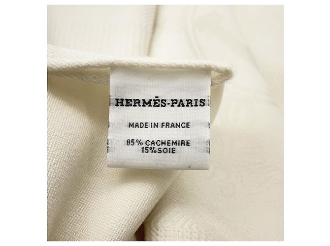 Hermès Stola Hermes New Libris in cashmere e seta Bianco - vista 7