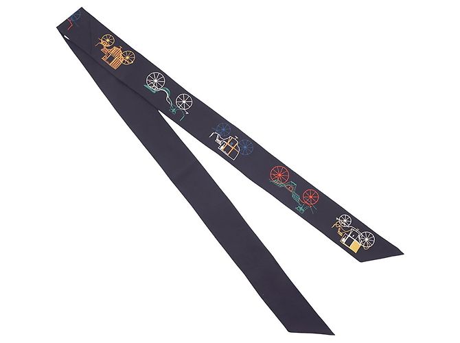 Hermès Lenço de seda Hermes A Toute Berline Azul Multicor - vista 3
