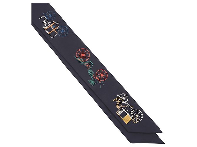 Hermès Lenço de seda Hermes A Toute Berline Azul Multicor - vista 4