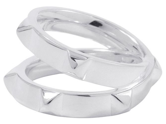 Ring Hermès Anillo Hermes Clou de H Double Round Silver Plata - vista 2