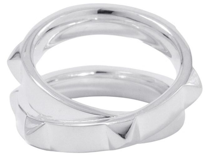 Ring Hermès Anillo Hermes Clou de H Double Round Silver Plata - vista 3
