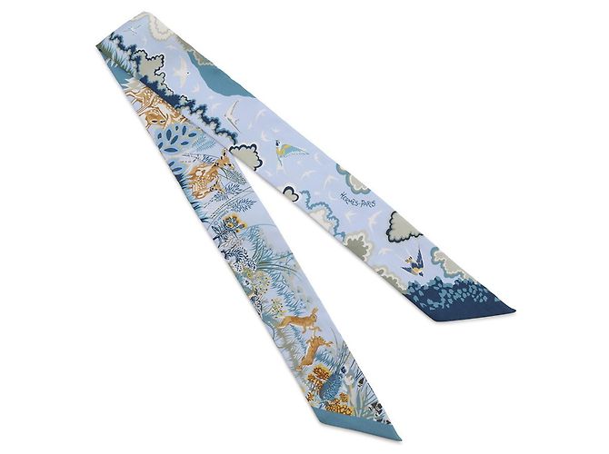 Hermès Pañuelo Twilly Hermes Rewilding Nature Azul Verde - vista 3