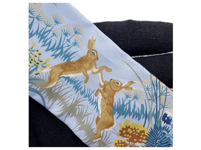 Hermès Pañuelo Twilly Hermes Rewilding Nature Azul Verde - vista 6