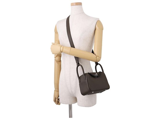 Hermès Borsa Hermes Lindy Mini Vert Roden Marrone - vista 4