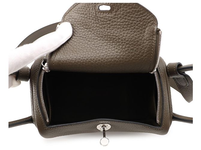 Hermès Borsa Hermes Lindy Mini Vert Roden Marrone - vista 5