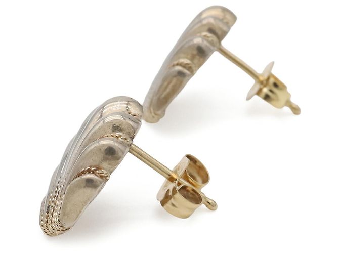 Autre Marque Pendientes de botón Tiffany Shell Motif Plata Dorado - vista 3