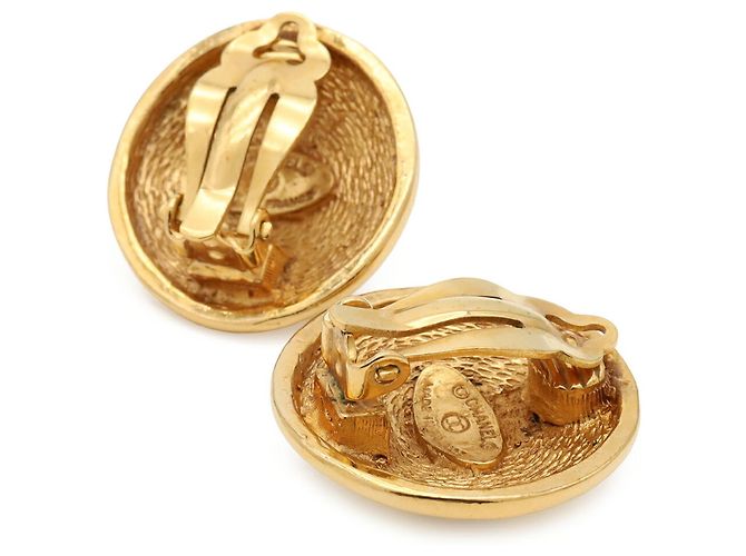 Chanel Matelassé Coco Mark Button Runde Ohrringe Golden - Ansicht 4