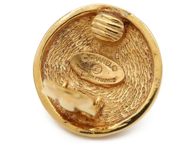 Chanel Matelassé Coco Mark Button Runde Ohrringe Golden - Ansicht 6
