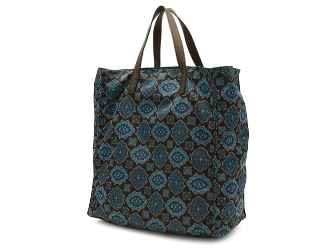 Borsa Tote Prada Triangle Tessuto Stampato Marrone Blu Blu navy - vista 3