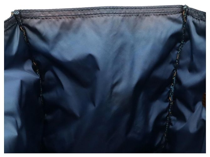 Borsa Tote Prada Triangle Tessuto Stampato Marrone Blu Blu navy - vista 7