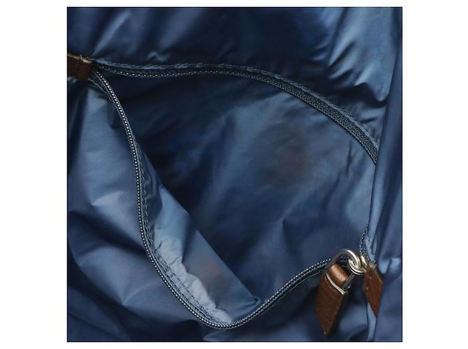 Borsa Tote Prada Triangle Tessuto Stampato Marrone Blu Blu navy - vista 8