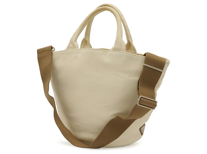 Bolso Tote PRADA Canapa Blanco Crudo Amarillo - vista 3