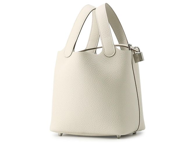 Hermès Bolsa Hermes Picotin Lock PM na cor Ivory Cru - vista 2