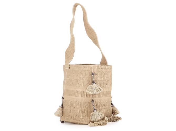 Borsa a tracolla Christian Dior in tela beige - vista 2