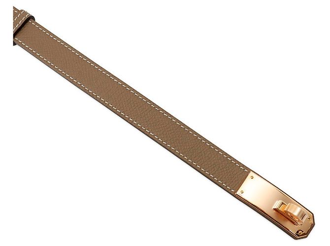 Hermès Ceinture Hermes Kelly en Etoupe Pink Marron Beige - vue 4