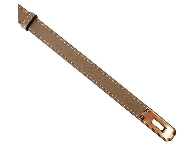Hermès Ceinture Hermes Kelly en Etoupe Pink Marron Beige - vue 5