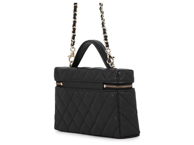 Borsa a tracolla Chanel in pelle di vitello martellata nera Nero - vista 2