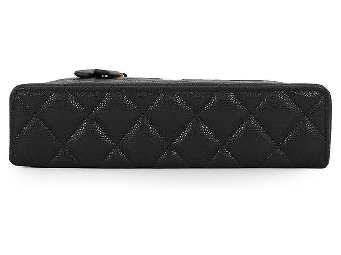 Borsa a tracolla Chanel in pelle di vitello martellata nera Nero - vista 3