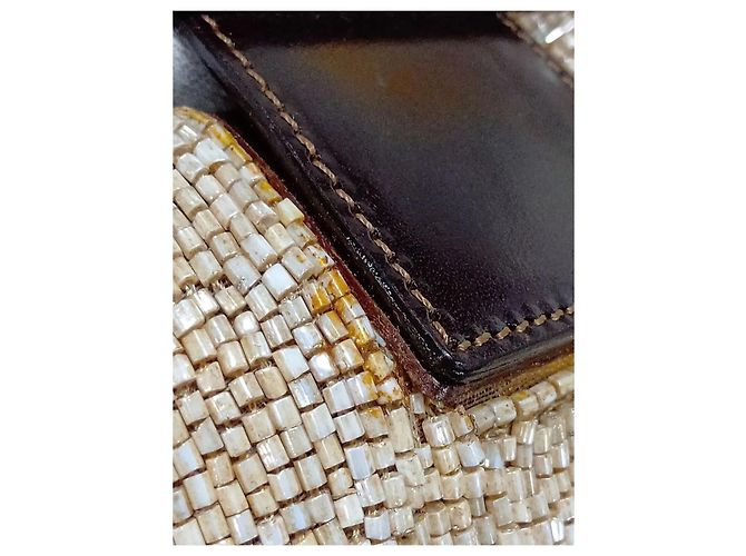Borsa a mano Fendi Baguette in pelle con perline Marrone - vista 14