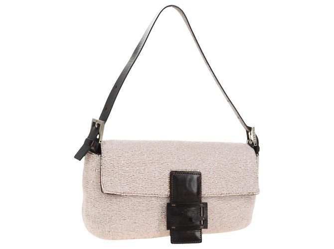 Borsa a mano Fendi Baguette in pelle con perline Marrone - vista 2