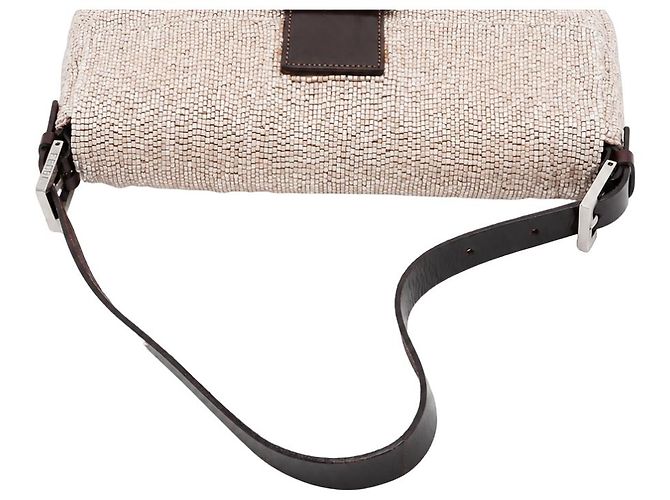 Borsa a mano Fendi Baguette in pelle con perline Marrone - vista 5