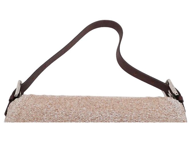 Borsa a mano Fendi Baguette in pelle con perline Marrone - vista 7