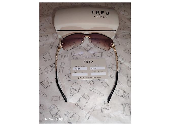 FRED Pearls Sonnenbrille Gold Braun Golden - Ansicht 6