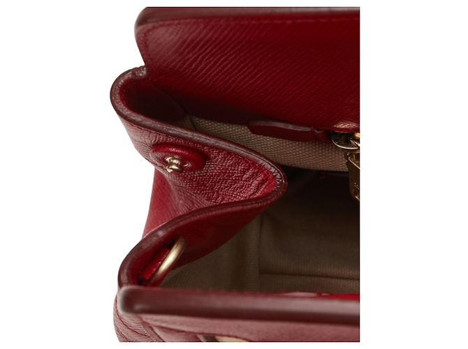 Prada Saffiano Canapa Handtasche - Beige and Red Rot - Ansicht 10