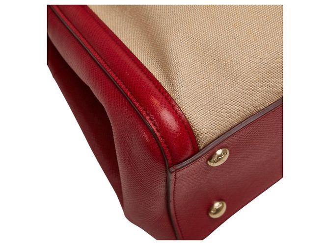 Prada Saffiano Canapa Handtasche - Beige and Red Rot - Ansicht 4