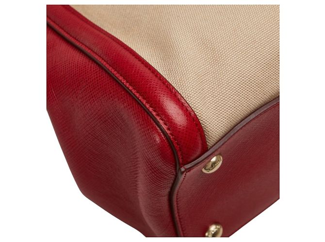 Prada Saffiano Canapa Handtasche - Beige and Red Rot - Ansicht 7