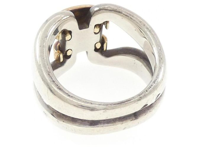 Ring Bague Hermès History Argenté Doré - vue 3