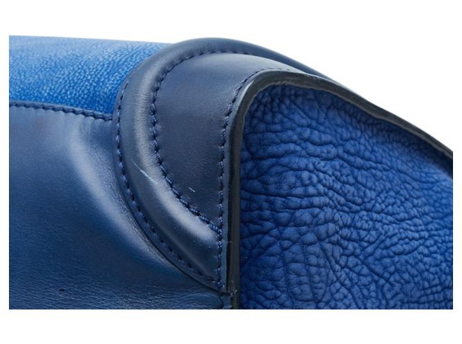Céline Celine Luggage Mini Shopper Handbag Blue - view 6