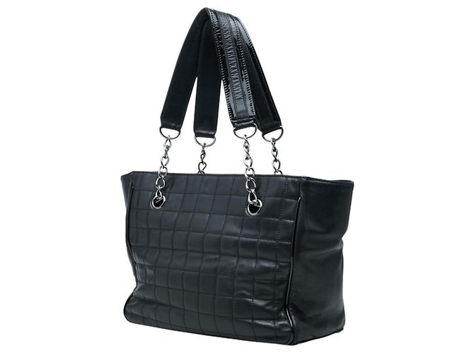 Chanel Coco Mark Camellia Chocolate Bar Chain Tote Bag Schwarz - Ansicht 2