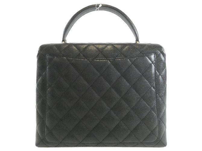 Borsa Chanel 12397 Nera in Pelle di Vitello Grena con Hardware Oro Nero - vista 2