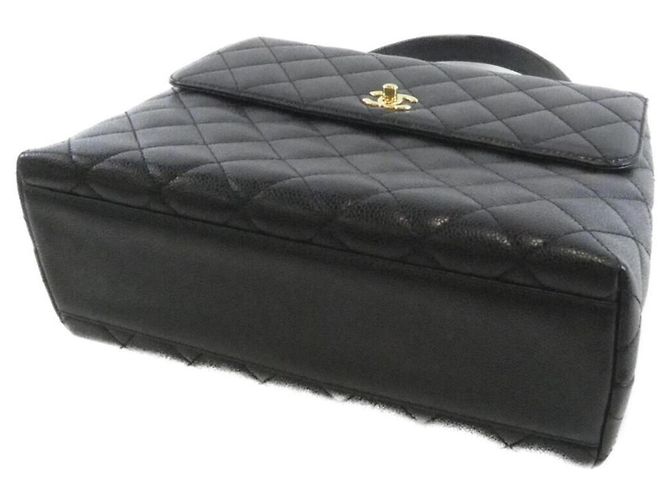 Borsa Chanel 12397 Nera in Pelle di Vitello Grena con Hardware Oro Nero - vista 3